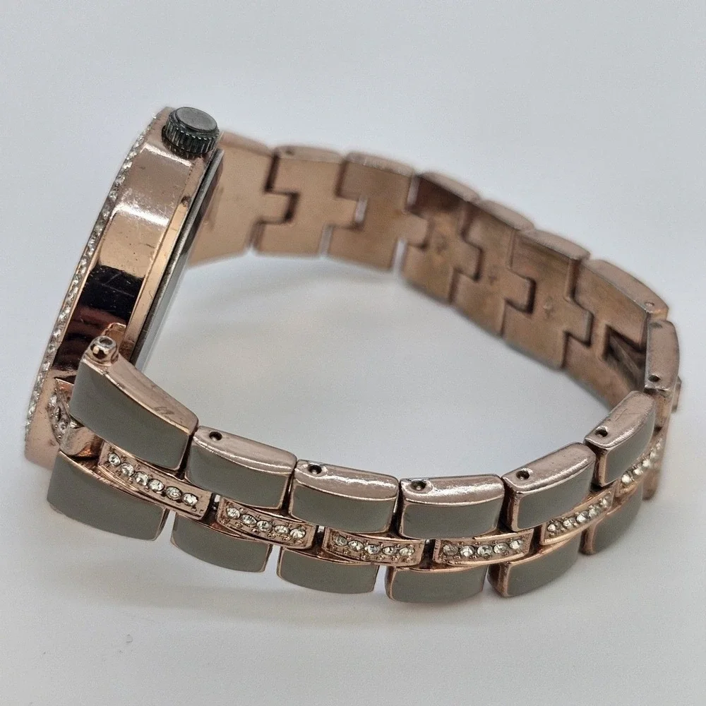 40MM Women's Watch Gray Dial Two Tone Bracelet Band 6.5